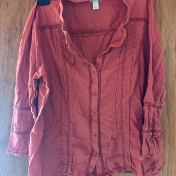 Terracotta Womens Blouse Button-up Size M - Picture 2 of 5